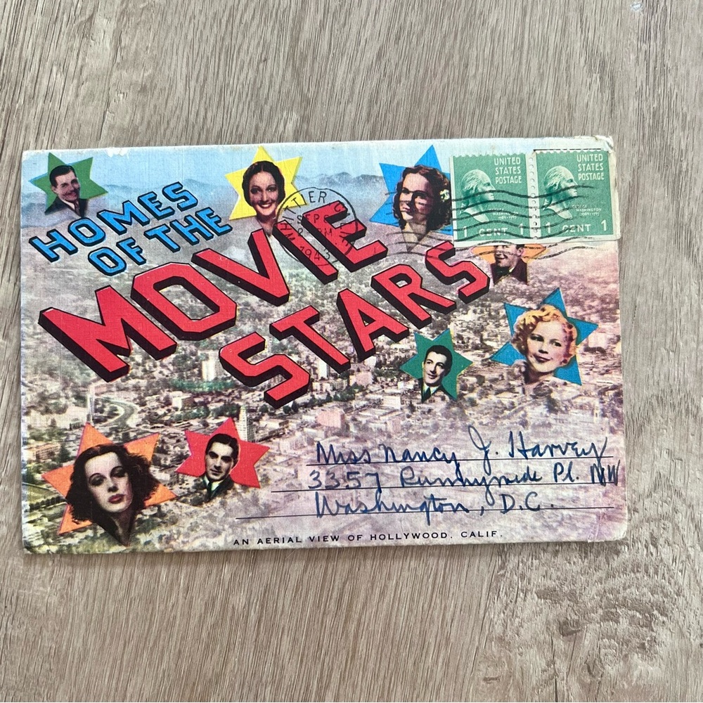 Vintage 1940s Homes of the Movie Stars Hollywood CA Foldout‎ Postcard Photos